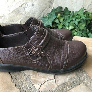 Collection By Clarks Women's Sz 8 Brown Genuine Leather Slip On Comfort …